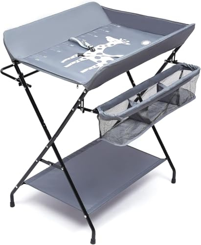 HarBin-Star - Table à langer pour bébé, unité de rangement portable pliable, station de soins pour nourrissons, table de rangement pour couches et vêtements