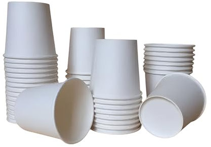 1ABOVE 50 Pack 4 oz White Disposable Paper Cups, 100% Natural and Recyclable Hot and Cold Drink Cups, Perfect for Homes and Office