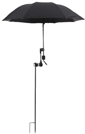 FashionCha Sombrilla Universal con Abrazadera para Plantas y sillas de Playa, diámetro de 95 cm, Negro