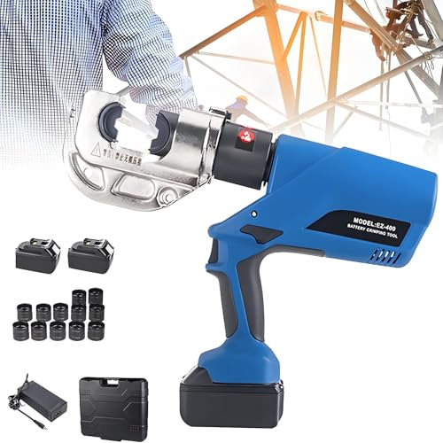 ZMJGLL Pinza crimpatrice idraulica elettrica per capicorda, Pinza idraulica alimentata a Batteria al Litio, utensile per crimpatura Cavi Ricaricabile, per terminali in Rame e Alluminio