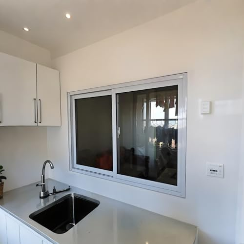 Home Windows Replacment, Shed Windows, Aluminum Alloy Frame White Sliding Window, Basement Window Mobile Home House WindowFor Ventilating(89x20cm)