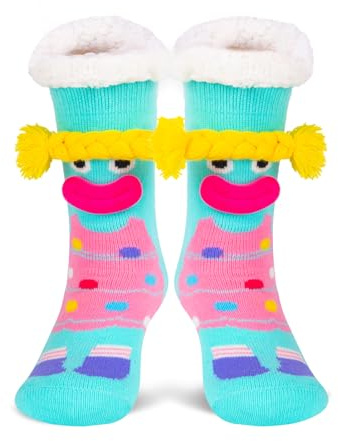 WOTENCE Calcetines Mujer Antideslizantes Invierno Calcetines Térmico de Punto Para Estar por Esponjosos Lindos Animales Casa