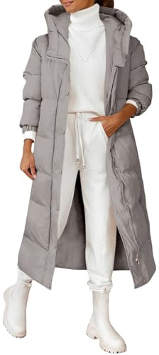 Generisch Daunenmantel Damen Lang Wintermantel Elegant Steppmantel Winter Warm Mantel Langarm Damen-Mäntel Dicke Thermo Puffer Jacke Einfarbig Daunenjacke Winddicht Steppjacke Kuschelig Winterjacke