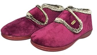 COZSERIES Botines de Casa Mujer Invierno | Zapatillas de Estar por Casa Tipo Bota con Cuña | Calzado Anatómico con Cierre de Gancho y Bucle | Suela de Caucho | Hecho en España | Burdeos | Talla 39