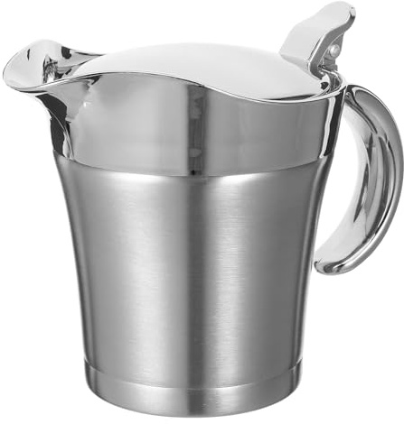 jojofuny Salsera Térmica Acero Inoxidable Doble Pared Pequeño Bote para Salsa con Aislamiento para Restaurantes y Uso Doméstico Diseño Robusto y Vertido sin Goteo
