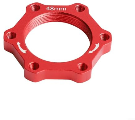 Mountain Bike Disc Brake Flange Adapter with 6 Bolts Holes Rotary Hub Flange Base for Bicycle Lock Nut Aluminum Alloy Hardened Material Suitable for Disc (48mm Red)