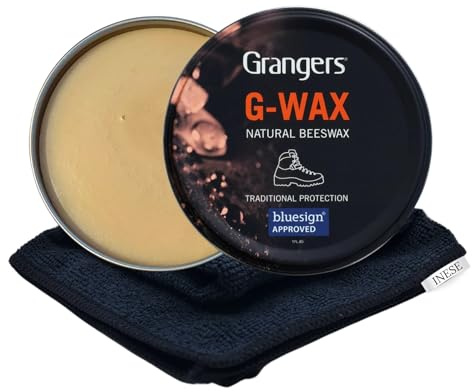 Inese Dubbin for Leather Boots Bundle with Grangers G-Wax and Microfibre Cloth – Shoe Protector and Conditioner for Walking Boots