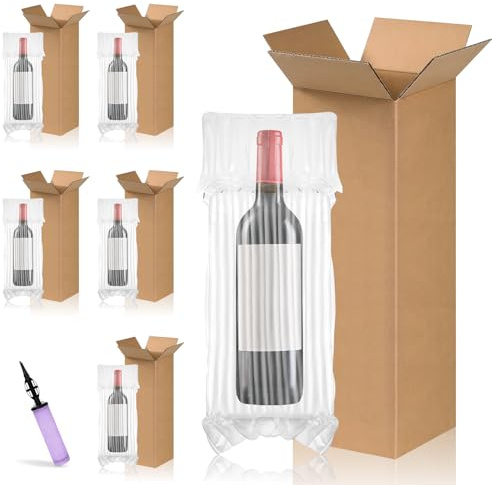 MSYU Il kit di spedizione da 13 pezzi include 6 bottiglie di vino scatola di spedizione 6 bottiglie di viaggio borse protettive da viaggio scatole ondulate borse protettive gonfiabili con pompa