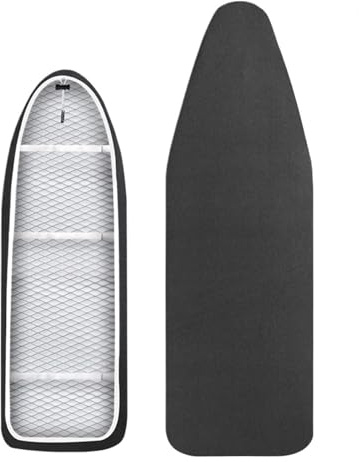 copriasse da stiro Copriasse da stiro resistente alle bruciature, copriasse da stiro in cotone con imbottitura, resistente e riflettente, 140x50 cm(148x55-Black)