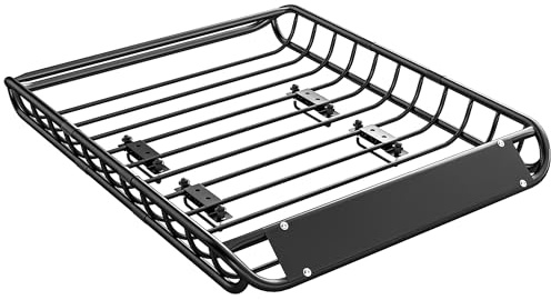 SPORTNOW Taklasthållare universell takkorg med vindskydd, upp till 150 kg, 116 x 92 x 11,5 cm rostfri bil bagagehållare av stål takräcke tak bagagekorg för SUV lastbilar svart