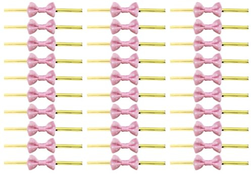 Gadpiparty 200 Stück Pinke Schleifen Drehverschlüsse für Geschenktüten Stabile und Formbare Geschenkband Verschlussbänder Dekorative Schleifen für Backwaren und Geschenkverpackung