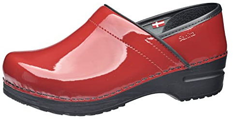 Sanita Professional Patent Closed Clog | Original Handmade Flexible Leather Clog for Women | Maximum stability | Anatomical shaped footbed with soft foam | Shock absorbing heel | Red | 42