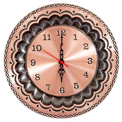 Orologio a piatto in rame lucido da parete 30 cm rustico arredo