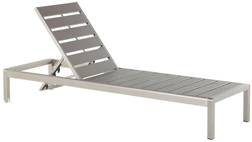 Beliani Tumbona de jardín de Metal Gris Plateado Madera plástica Respaldo reclinable Nardo