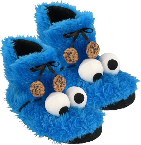 United Labels Sesamstraße 3D Hausschuhe Plüsch Cookie Monster, Blau, 37/38, Pantoffeln mit Fell und Anti Rutsch Noppen, Hausstiefel