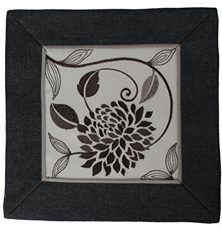 Anka Textil Tischdecke Tischläufer Mitteldecke Deckchen Stickerei Schwarz Weiß leinen Optik (60x60cm)