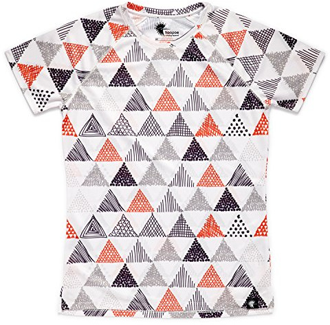 HOOPOE Women's Printed Running T-Shirt Short Sleeve Gym #Triangles Size S White