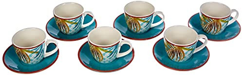 Tognana Jungle, Set 6 Tazzine Caffè con Piatto, New Bone China, Multicolore