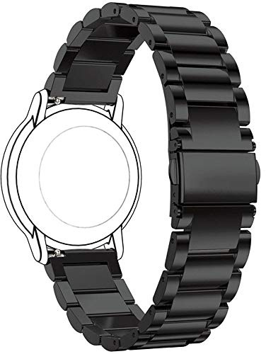 RuenTech Ersatzarmband Kompatibel mit Polar Vantage M/Umidigi Uwatch 3s 2s Strap, Edelstahl-Metallarmband für Amazfit GTR 47mm/Huawei Watch GT 2 46MM GPS Smartwatch(Schwarz)