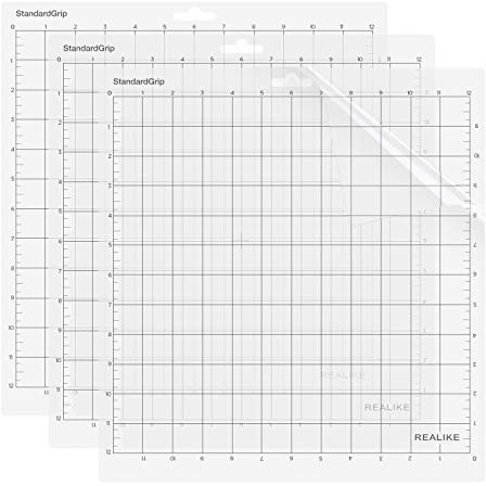 REALIKE - Tappetino da taglio per Silhouette Cameo, 30,5 x 30,5 cm, adesivo, confezione da 3 pezzi, flessibile, tappetino da taglio in vinile per artigianato e cucito, colore: trasparente