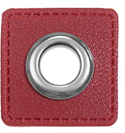 Ösen Patches eckig – 2 Stück – Lederimitat zum Aufnähen – 20 Farben – für Kordeln, Taschen, Turnbeutel, Kleidung – Patch mit Metallöse – DIY Nähzubehör für Deko & Accessoires (bordeaux)