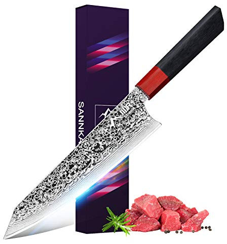 SANNKA Küchenmesser 8,5 Zoll Damastmesser Kiritsuke Messer VG10 Kochmesser Profi Messer 67-lagiges Edelstahlmesser mit Hohem carbonstahl messer Japanisches Messer Damast Küchenmesser Scharf