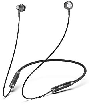 Lenovo HE06 Écouteurs intra-auriculaires magnétiques sans fil Bluetooth 5.0 avec micro Noir