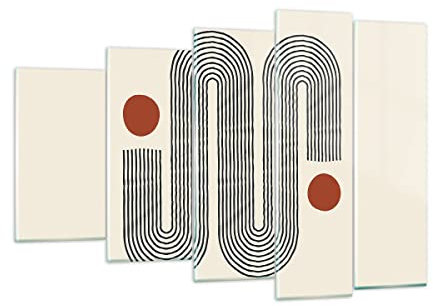 Mehrteilige Bilder auf Glas 150x100cm Glasbild Minimalistisch Modern Abstraktion Groß XXL Wanddeko Schlafzimmer Küche Set 5 teilige Wandbilder Dekoration Wohnzimmer Modern Wand Art GEG150x100-4901