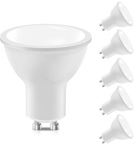 LEDYA GU10 LED bianco freddo, sorgente luminosa 5W 400lm, lampadina 6000K bianco freddo (sostituisce lampada alogena 40W), lampadina angolo fascio 120°, riflettori GU10, 6 pezzi