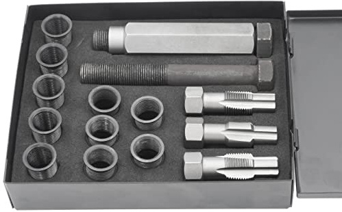 Zündkerzen-Gewinde Profi Reparatur-Set M14x1,25 Gewindeschneider Gewindebuchse für Motorsägen und andere Kleingeräte
