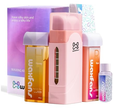 Wachsroller-Set, Waxfans Roll-On-Wachswärmer zur Haarentfernung, Wachsen für empfindliche Haut, zu Hause, Wachsroller für Damen und Herren, weicher Wachswärmer für größere Körperbereiche (rosa)