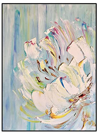 Acrylbilder Auf Leinwand Handgemalt, Bunte Textur Pfingstrose Blumen Abstrakt Modern Große Original Handgemalte Messer Kunstwerke Gemälde Auf Leinwand Wandkunst Für Home Office Dekorationen Wohn