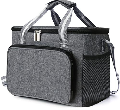 Borsa Frigo Termica Porta Pranzo 15L, Piccola per Uomo/Donna/Bambino, Ufficio per Campeggio Lavoro Scuola, Grigio