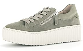 Gabor Zapatillas bajas para mujer, zapatos planos para mujer, plantilla intercambiable, verde cañizo 11, 42 EU