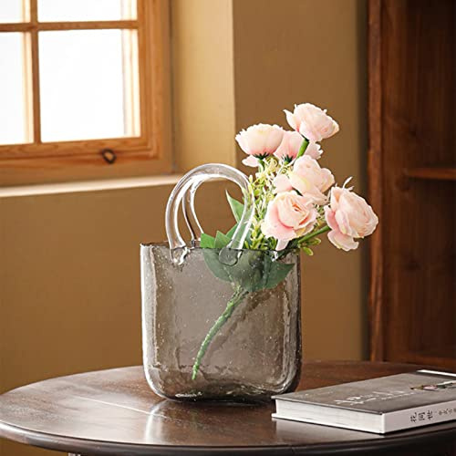 Vaso per fiori, vaso a forma di borsa, vaso per pesci e fiori, vaso per piante per la casa, decorazione da tavolo per matrimoni, vaso multifunzione in vetro trasparente per composizione floreale
