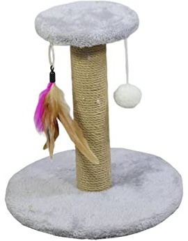 perfk Cat Scratching Post Sisal Rope Scratcher Kitty Scratch Pole Protecting Your Furniture Kitten Cat Post Interactive Toy for Small Cats Indoor, Round Gray