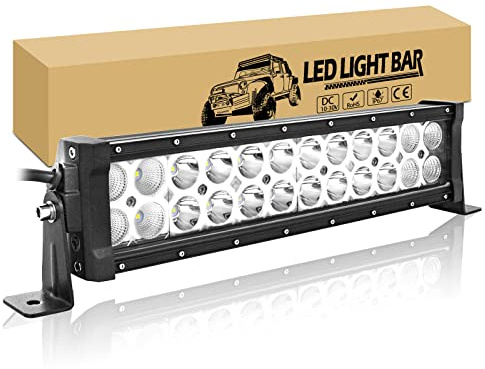 RIGIDON Gerade Led Arbeitsscheinwerfer Bar, 12 Zoll 30 cm 72W Lightbar | Led Lichtbalken 12V 24V Offroad Zusatzscheinwerfer Wasserdicht für 4x4 Auto SUV ATV LKW KFZ Traktor Fahrzeuge, 6000K Weiß