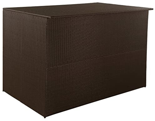 FIRBNUS Outdoor Gartenboxen 150x100x100 cm Braun Garten Aufbewahrungsbox Auflagenbox Gartentruhe Kissenbox Box mit Deckel Storage Boxes Poly Rattan PE Liner mit Reißverschluss