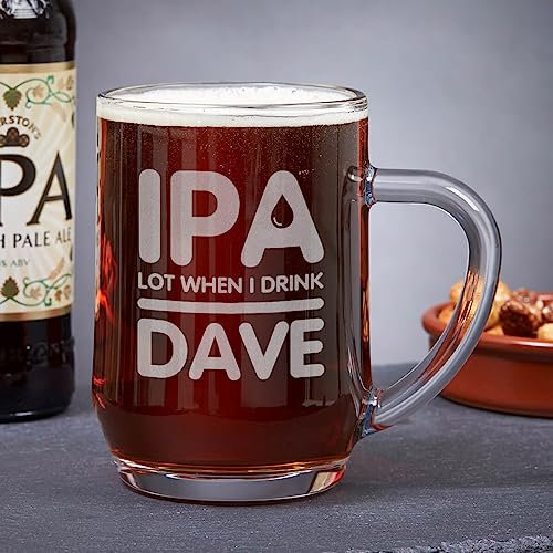 Personalised Large Beer Tankard (IPA) Engraved Beer Glass for Men Him Husband Birthday Gift Wedding Gift 570ml