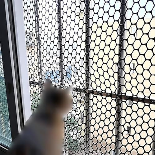 GONCBKVN Pet Fencing for Balcony, Black Plastic Chicken Wire Fence Mesh, Garden Netting Trellis Roll, Safety Protection Net for Indoor and Outdoor (Color : Mesh 0.8cm, Size : 0.4x5m/1.3x16.4ft)