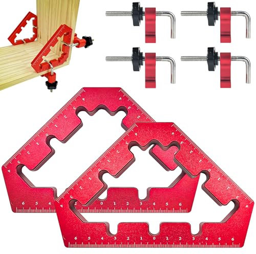 Ein Satz von Zwei Positionierwinkel, Rechtwinklige Klemmen aus Aluminiumlegierung, 45/90 Grad Winkelspanner, Grad Positionierwinkel für Möbel, Positionierwinkel Rechtwinklige Klemmen