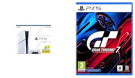 Playstation Console 5 Edition Standard Slim & Sony, Gran Turismo 7 PS5, Jeu de Course, Édition Standard, Version Physique avec CD, En Français, 1 Joueur et Multijoueurs, PEGI 3 5
