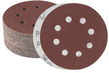 Meccion 125mm Discos de Lija 50 Piezas Grano 80 Lija Circular con 8 Agujeros Papel de Lija para Lijadora orbital Aleatoria