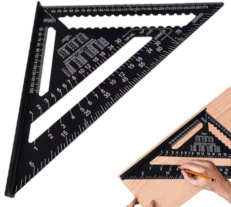 Zimmermannswinkel 12 Inch, Dreieck Winkelmesser, Dreieckslineal Anschlagwinkel Metrisch Aluminiumlegierung Präzision Layout-Messwerkzeug Für Schreiner, Ingenieure
