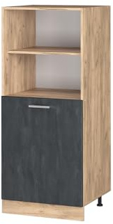 Vicco Herdumbauschrank R-Line, Schwarz Beton, 60 cm, zur freien Kombination innerhalb modularer Küchensysteme