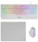 MARSGAMING MCP124, 3in1 Gaming Combo, Ergonomische H-Mech LED RGB Tastatur, RGB Maus 3200DPI HUANO Switches, Nanotextil-Mauspad 360x260mm, Multiplattform-Kompatibilität, Spanisches Layout, Weiß