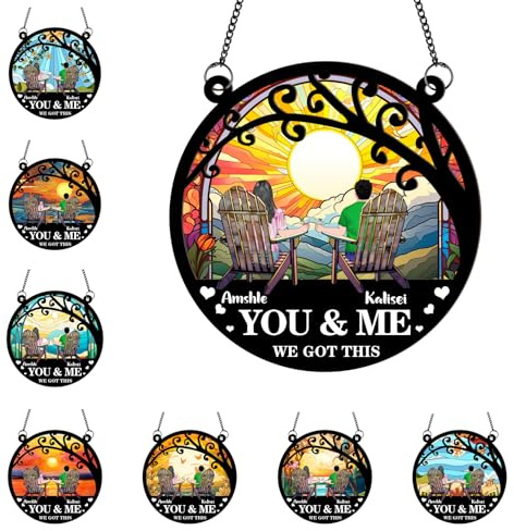 Personalized Couple Suncatcher Ornament for Camping Hiking Lovers You and Me We Got This Acrylic Window Hanging Decoration Custom Couple Name Portrait Sun Catcher Ornament for Him Her