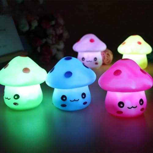 1Pc 7 Color Changing Romantic Cute Frog Night Light Lamp Christmas LED Night Light Lamp Battery Operated Party Bedroom Decor Bedside Table Lamp for Nursery Room Bedroom Mushroom Decorative Lighting