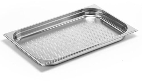 Forgast GN-behållare 1/1, Perforerad gastronormbehållare i rostfritt stål, Mått 53x32,5 cm, Djup 4 cm, Rundade hörn, Gediget utförande, Transport, Förvaring, Bearbetning, Uppvärmning av mat
