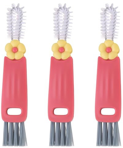 3 in 1 Cup Lid Gap Cleaning Brush Set, Multifunctional Water Bottle Small Brush Cleaner, Home Kitchen Crevice Cleaning Small Brush Tools, Red